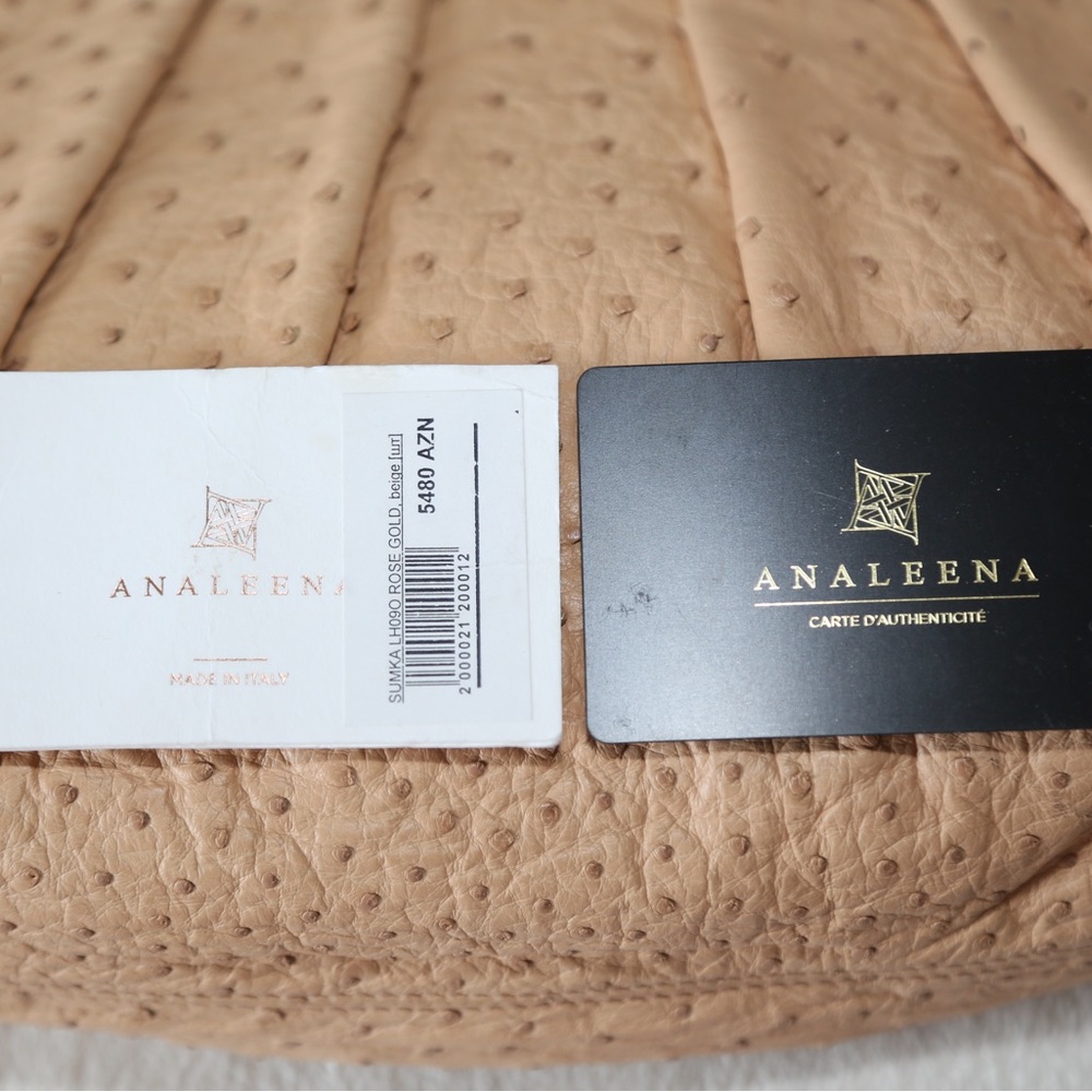 Rare! Authentic Analeena genuine Ostrich Clutch Made in Italy Rose Gold Like new - Picture 11 of 14